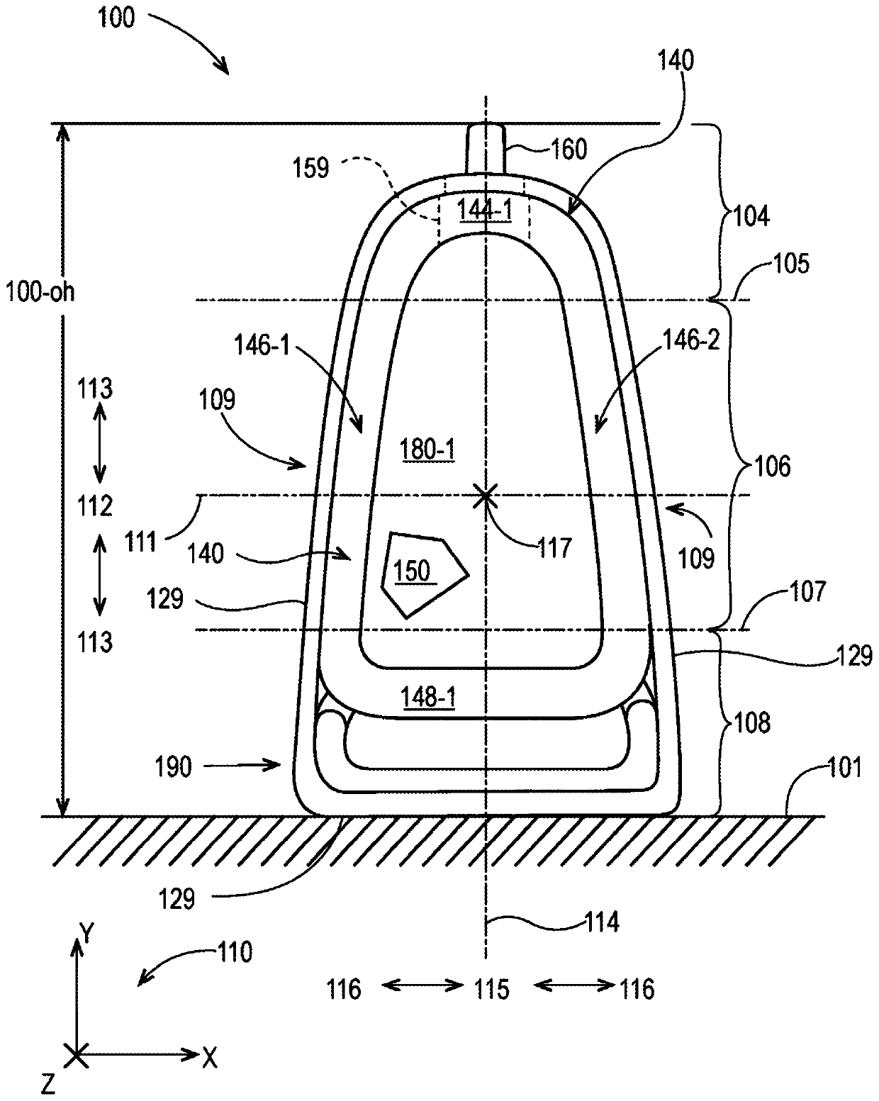 Flexible container with removable sections