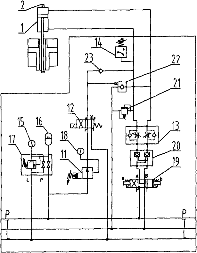 Pressure-maintaining and regulating hydraulic control system of roll balance gear