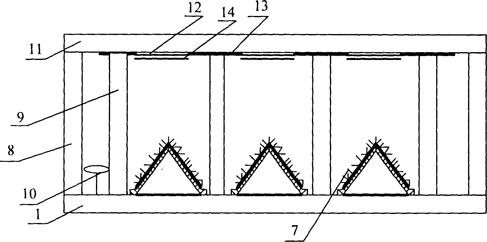 Panel display with integrated triangle tapered grid cathode structure and its making process