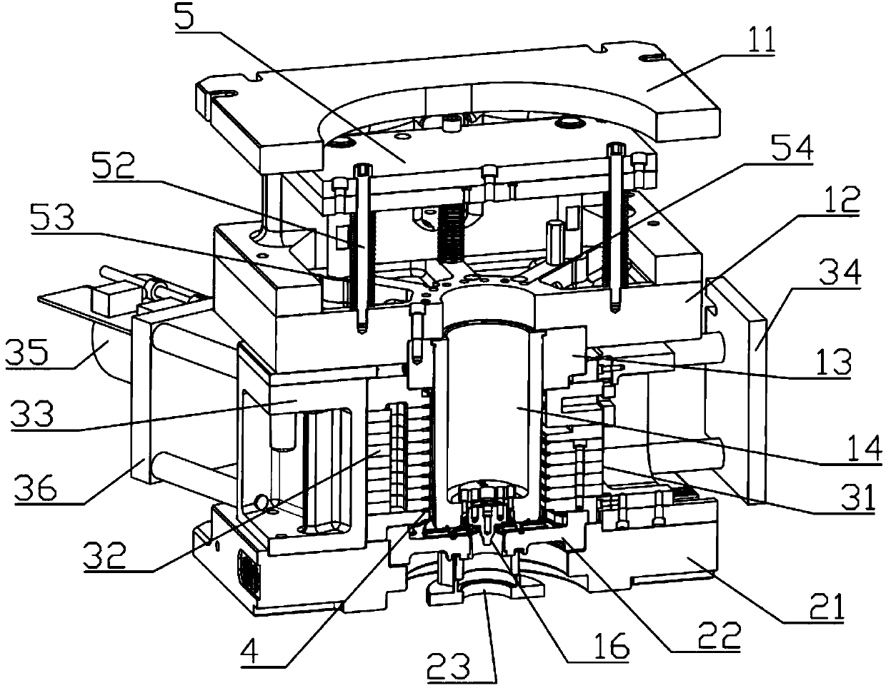 Low-pressure casting die for new energy automobile motor shell with end cover