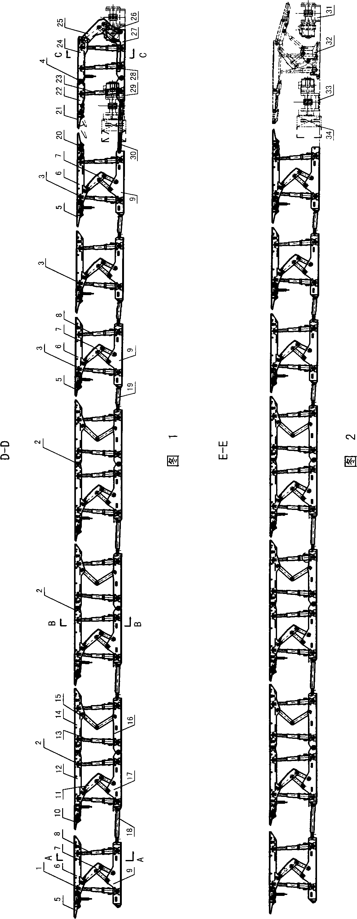 Fully mechanized caving face along-track end bracket