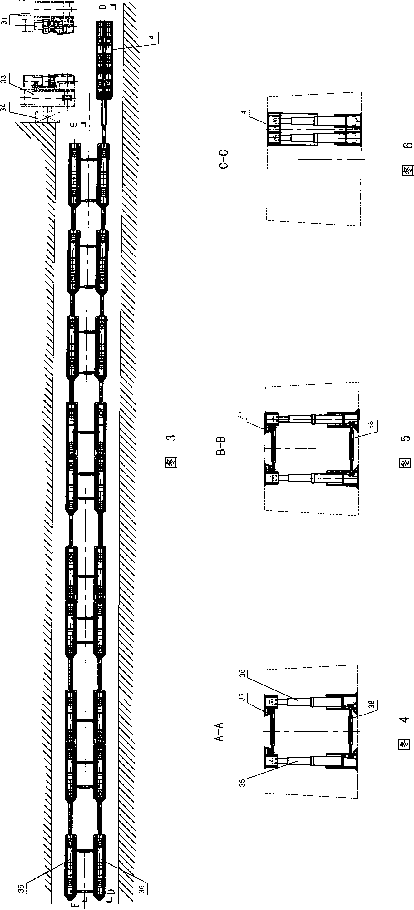 Fully mechanized caving face along-track end bracket