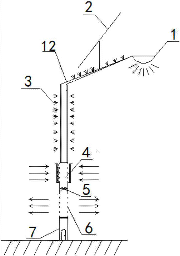 Cooling and haze removing street lamp combined with photovoltaic power generation