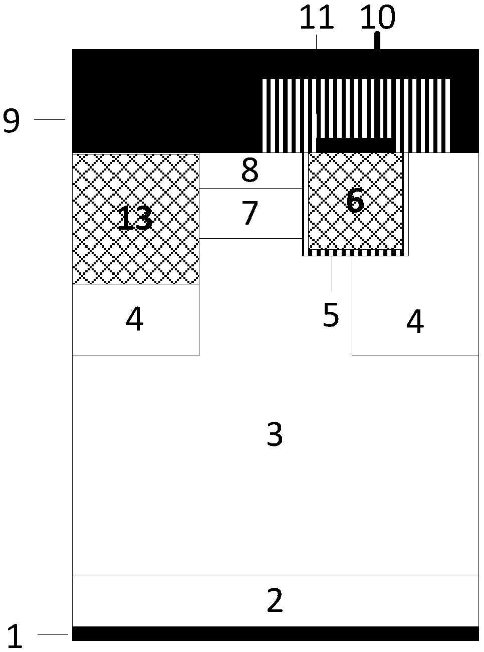 A silicon carbide MOSFET device and a manufacturing method thereof