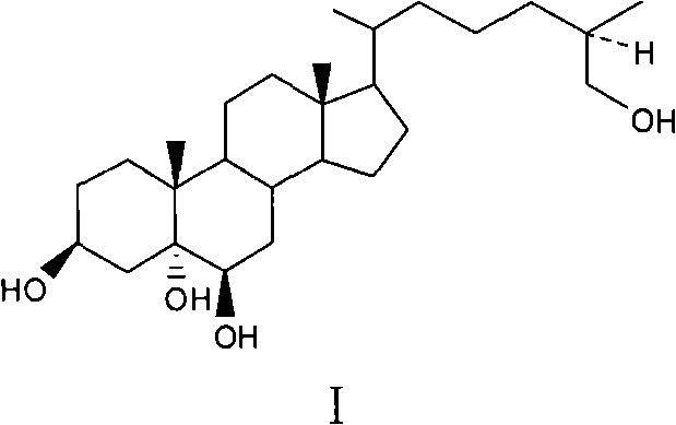 Method for synthesizing marine polyhydroxyl sterol (25R)-5alpha -cholest-3 beta, 5alpha, 6beta, 26-tetrol