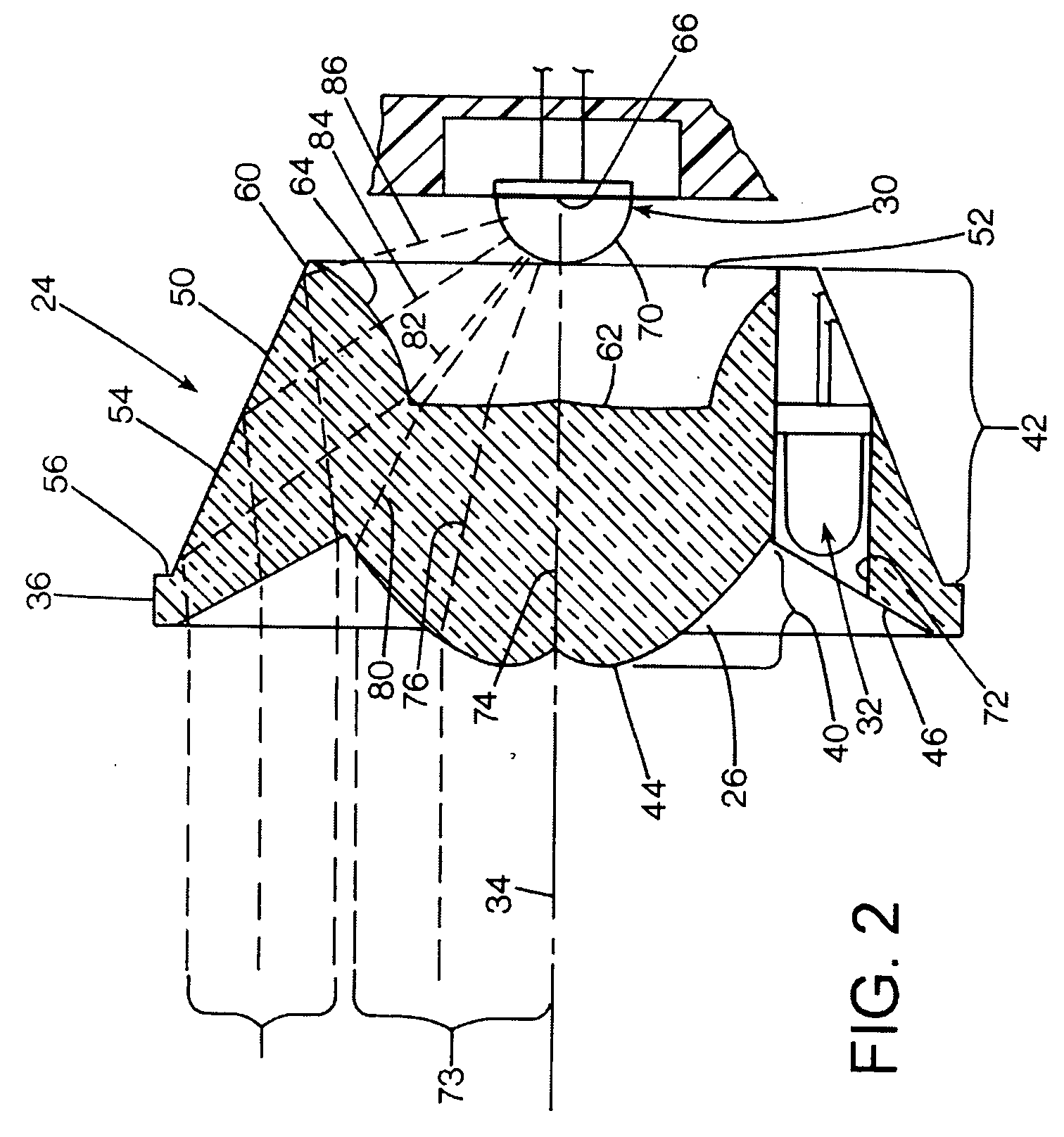 Flashlight with lens for transmitting central and off-axis light sources