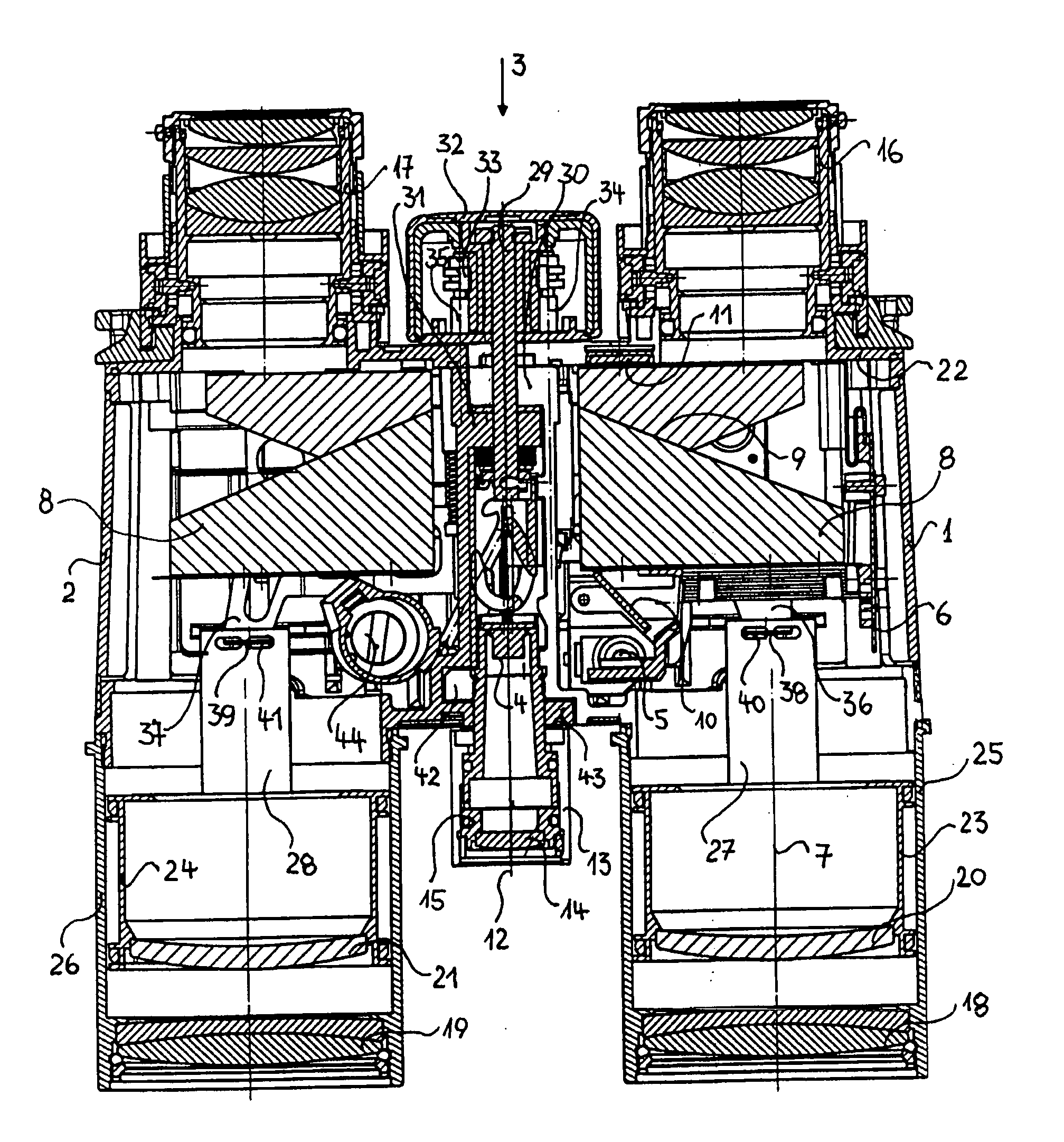 Binoculars with an integrated laser rangefinder