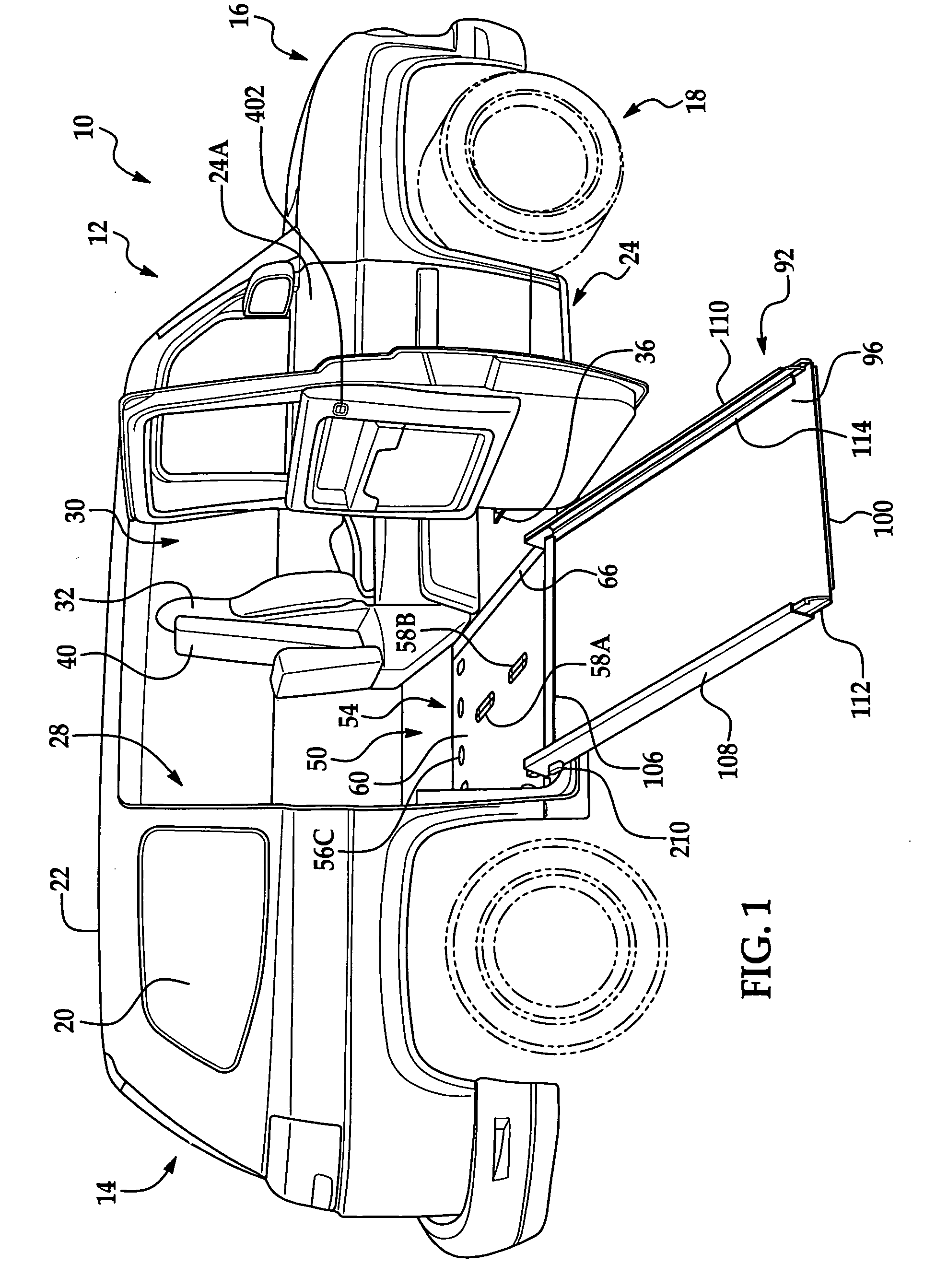 Automotive vehicle having a power-actuated ramp
