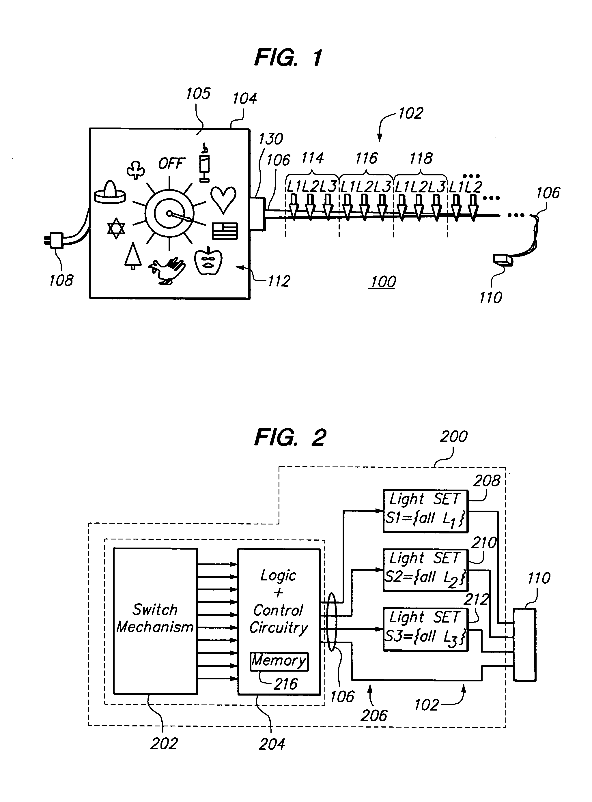 Year-round decorative lights with multiple strings of series-coupled bipolar bicolor LEDs for selectable holiday color schemes