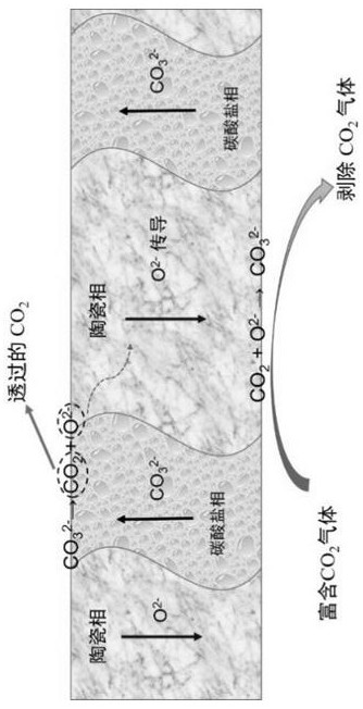 Ceramic-carbonate compact double-phase inorganic membrane taking ceramic material as support body