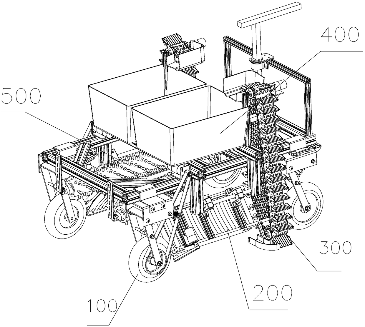 Automatic picking apparatus for ridge culture of strawberries and working process of automatic picking device