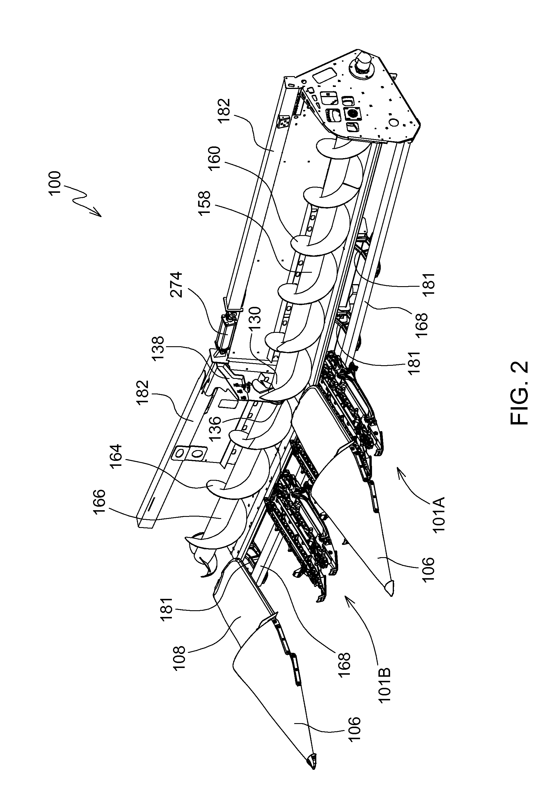 Hinged row crop auger conveyor