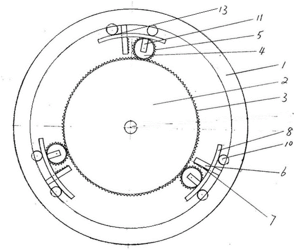 A nested concentric wheel automatic clutch one-way transmission device