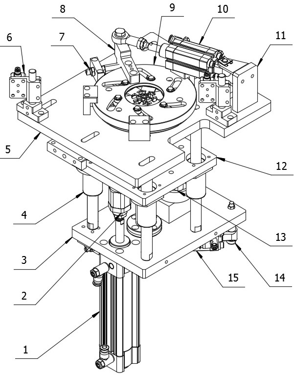 Motor stator insulation sheet closing-up assembling device