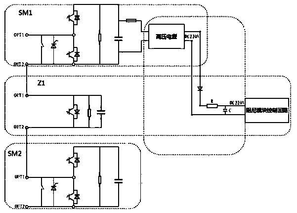 A flexible DC converter valve and its bridge arm damping module energy harvesting circuit