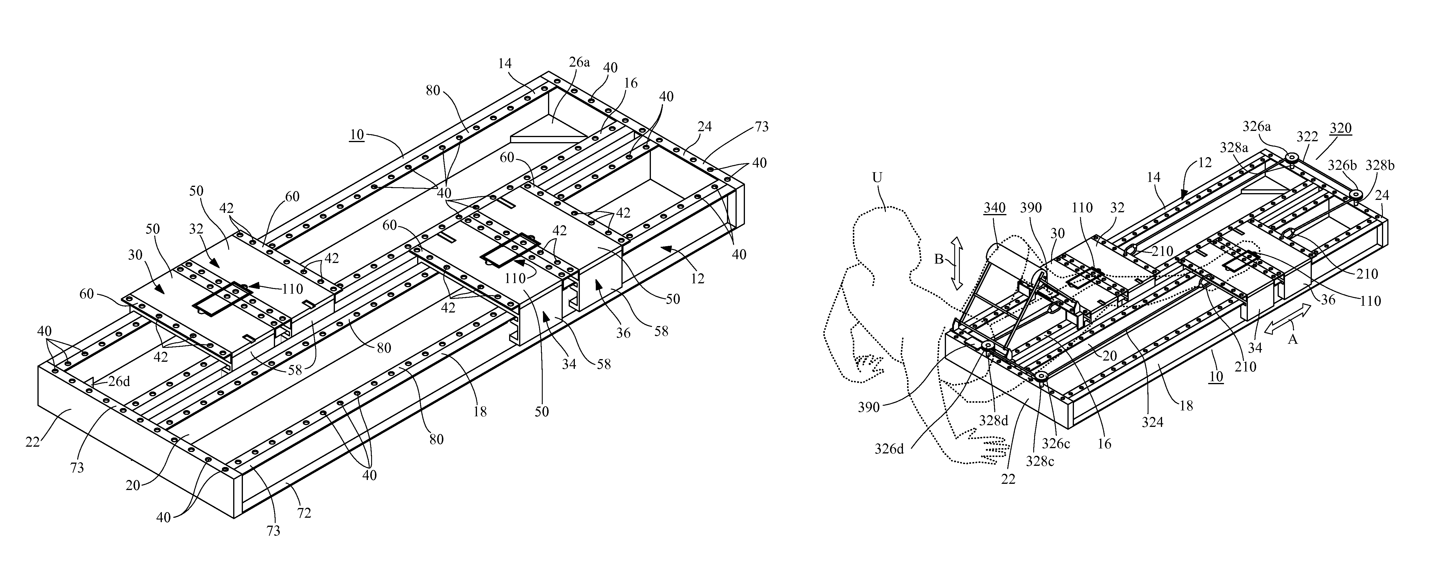 Therapeutic exercise apparatus with multiple selectively interlockable sliding platforms