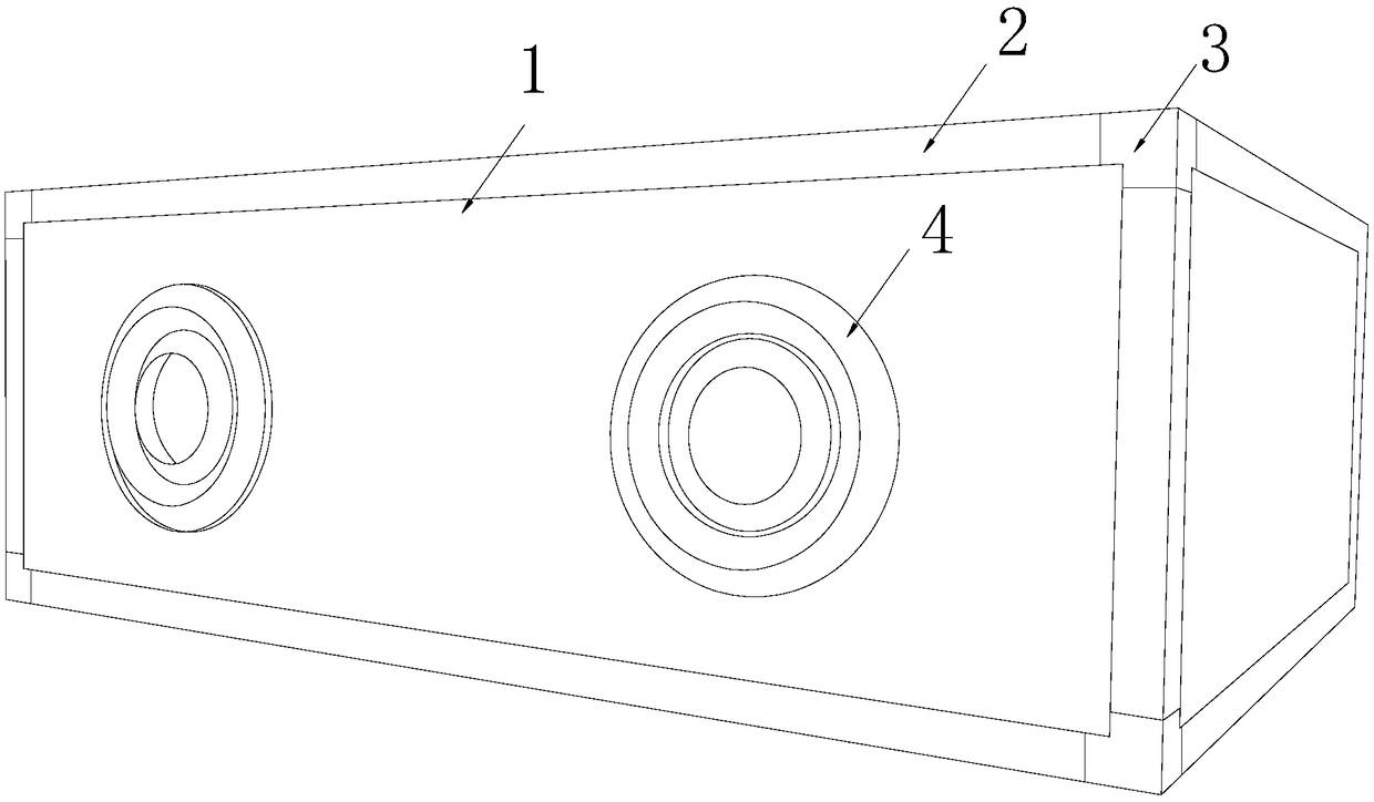 An air conditioning refrigeration device for a bus, which is characterized in that the air flow is expanded and the hot air is converged