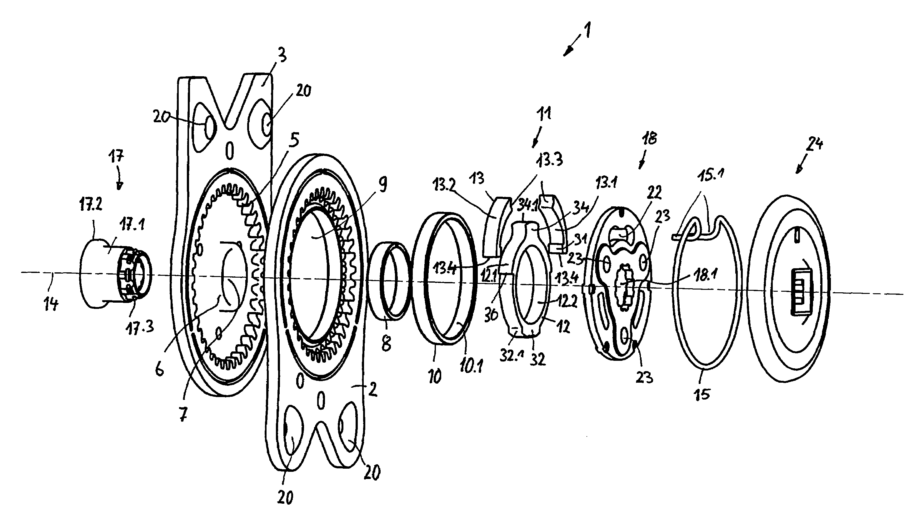 Inclination adjustment fitting for the back rest of a vehicle seat