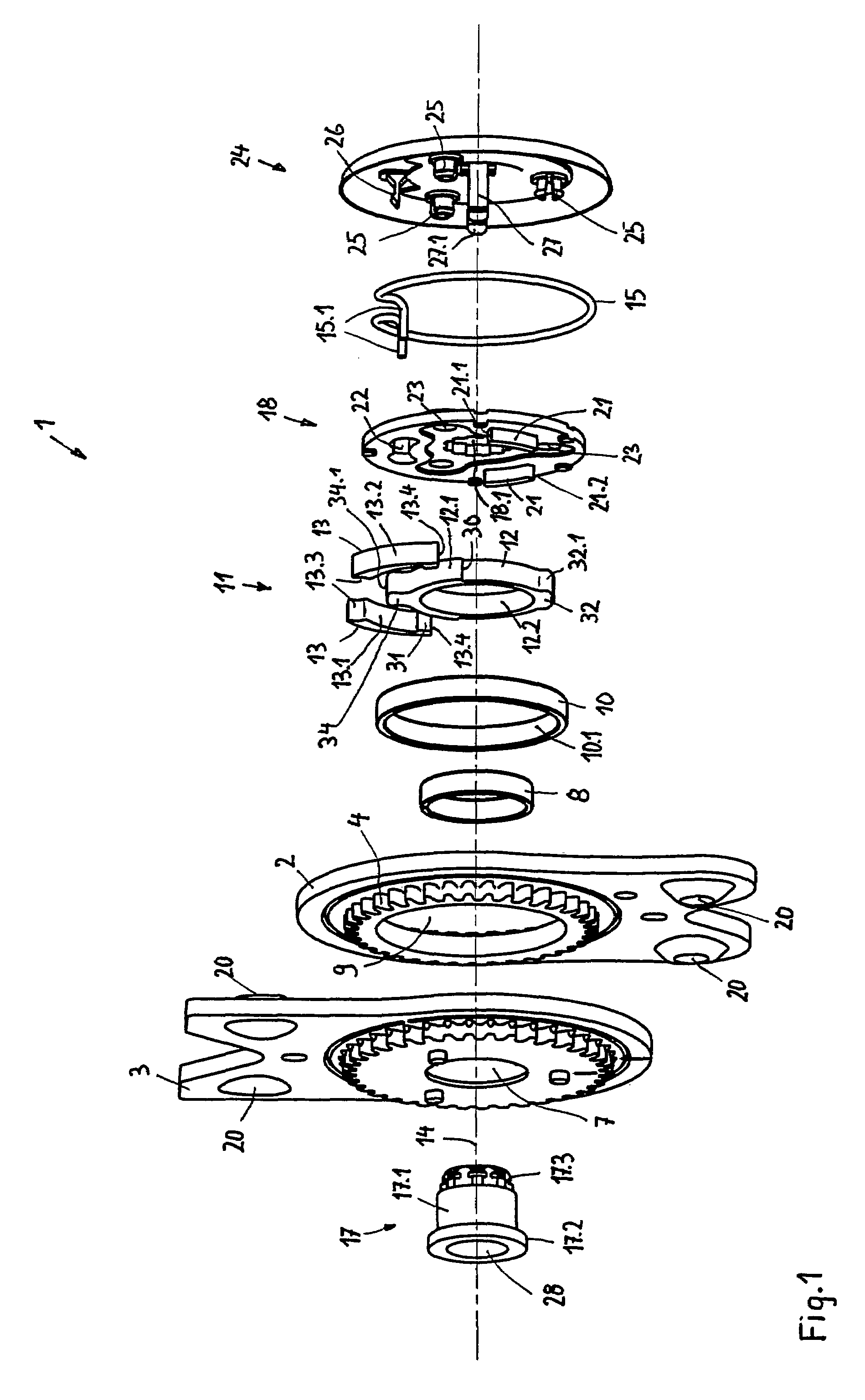 Inclination adjustment fitting for the back rest of a vehicle seat