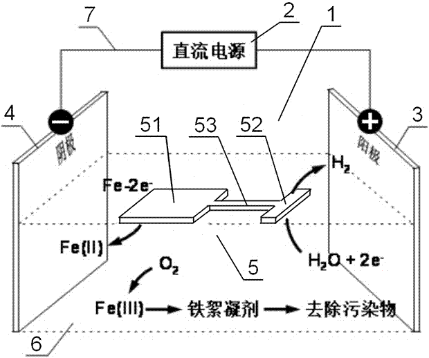 Wireless electric flocculation water treatment device based on bipolar electrochemical principle