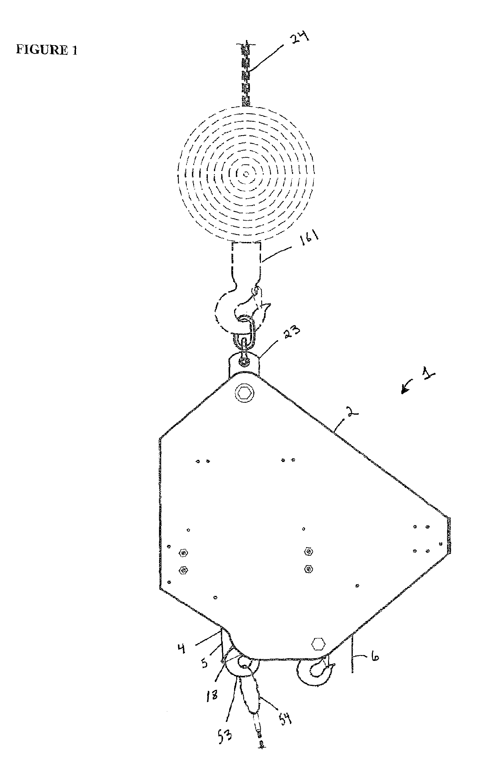 Apparatus with a locking mechanism for the latching and unlatching of a load