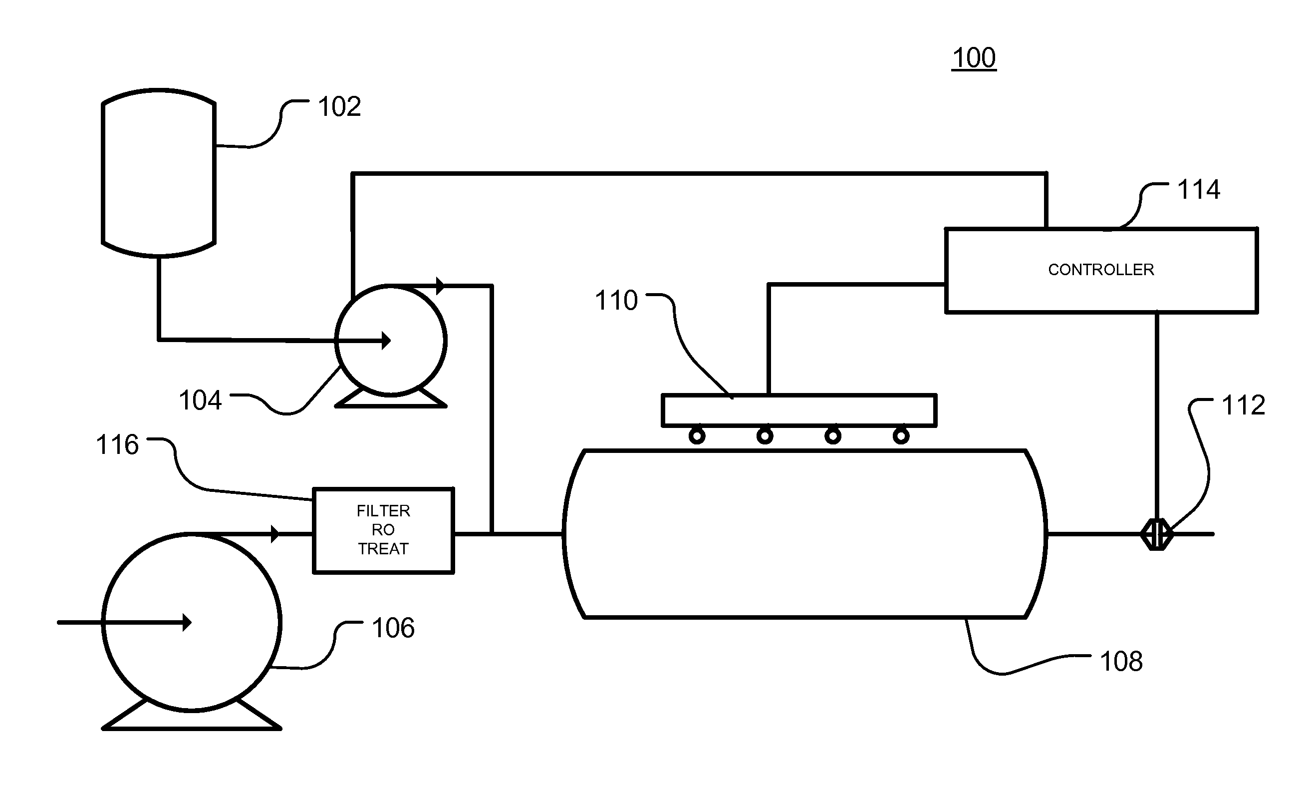 Method and apparatus for the continous production of low concentrations of chlorine dioxide from low concentrations of aqueous chlorite