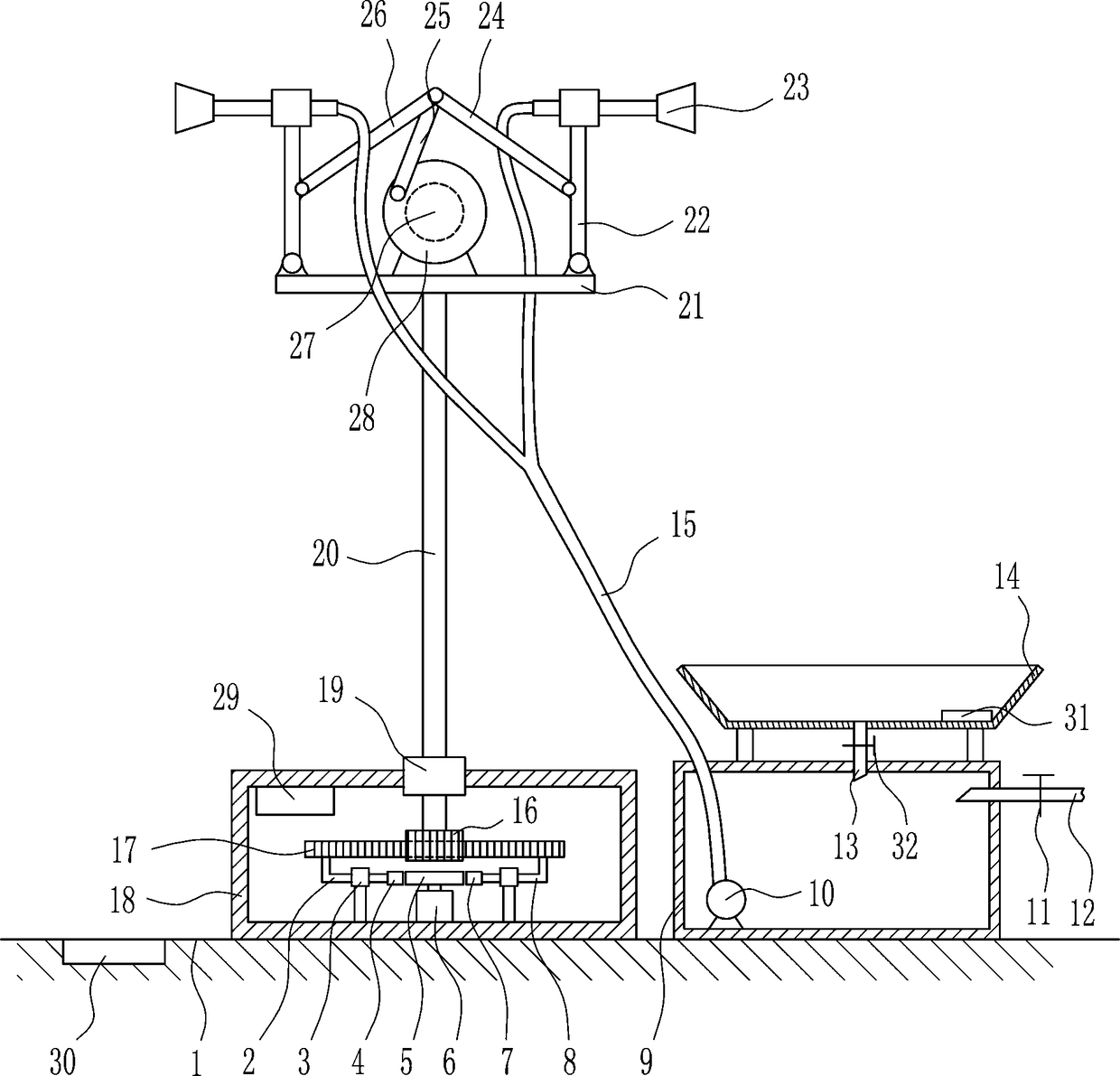 An energy-saving flower garden watering device for gardens