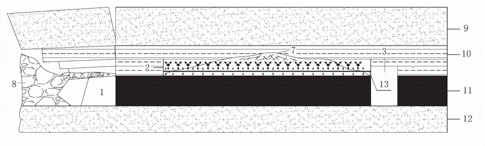 Reinforcing method for crushed top plate of coal face