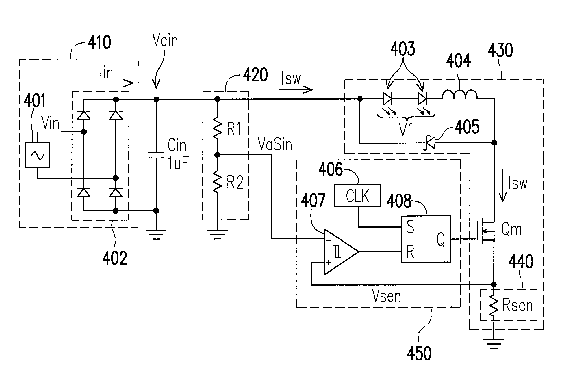 Buck converter LED driver circuit