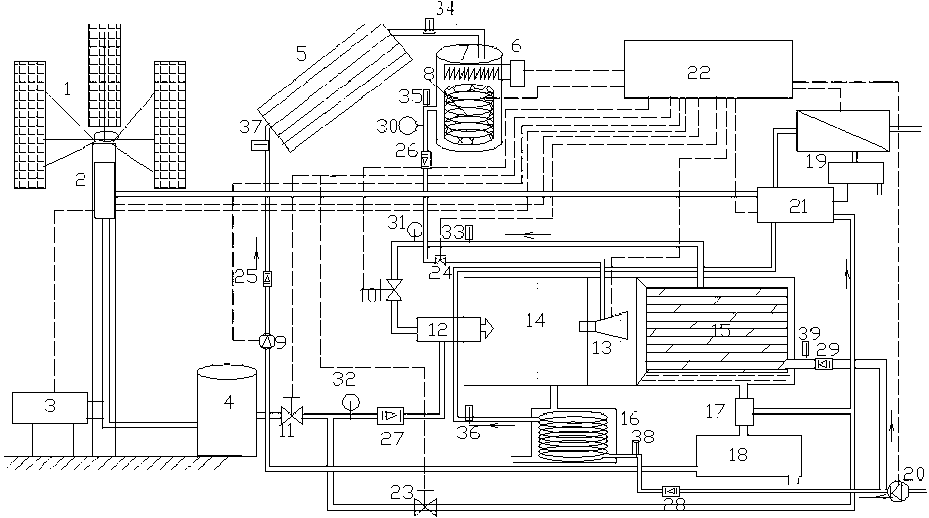 Solar line focusing-wind energy synergetic ultrasonic sea water desalting device and method