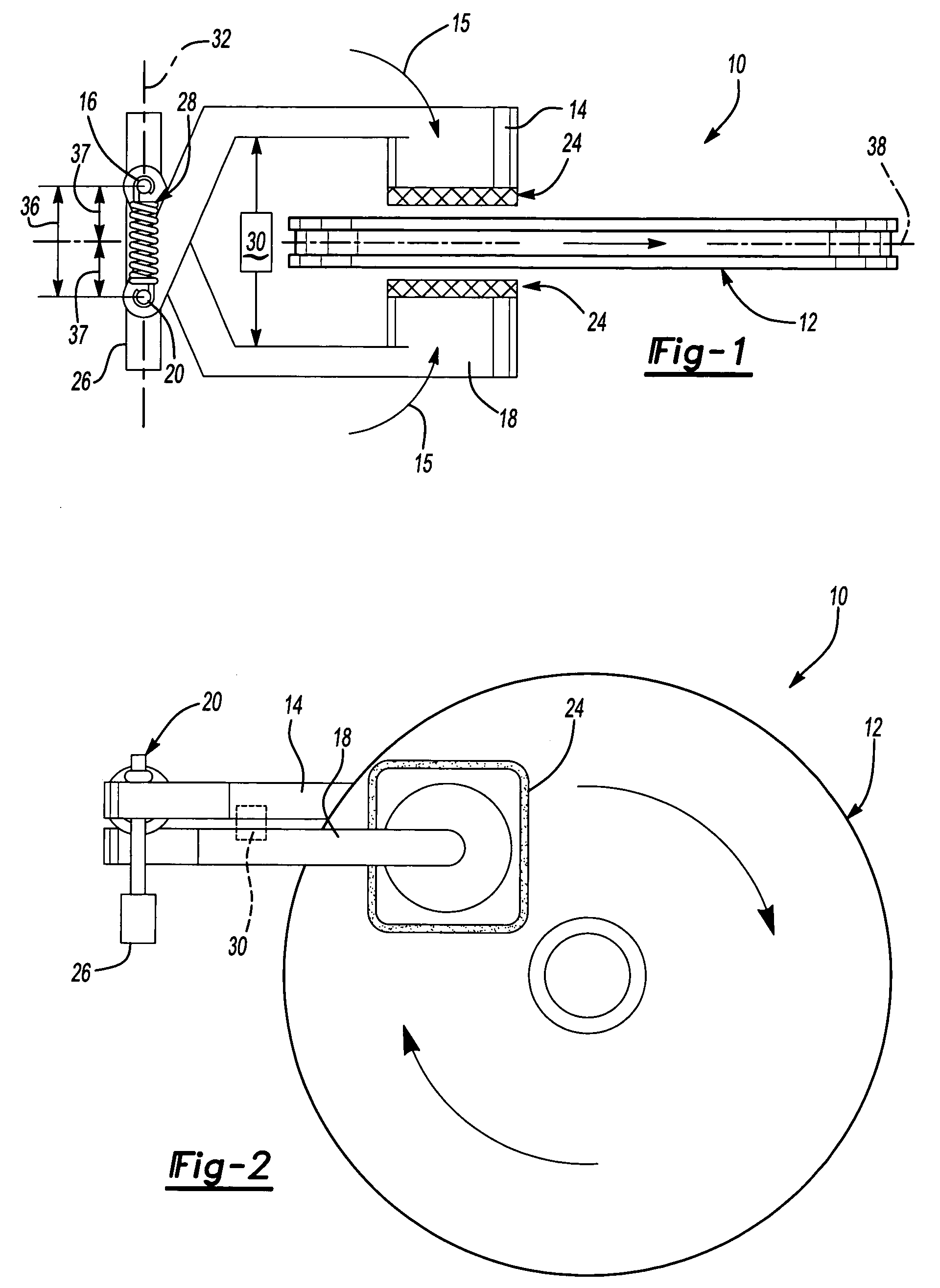 Gain stabilizing self-energized brake mechanism