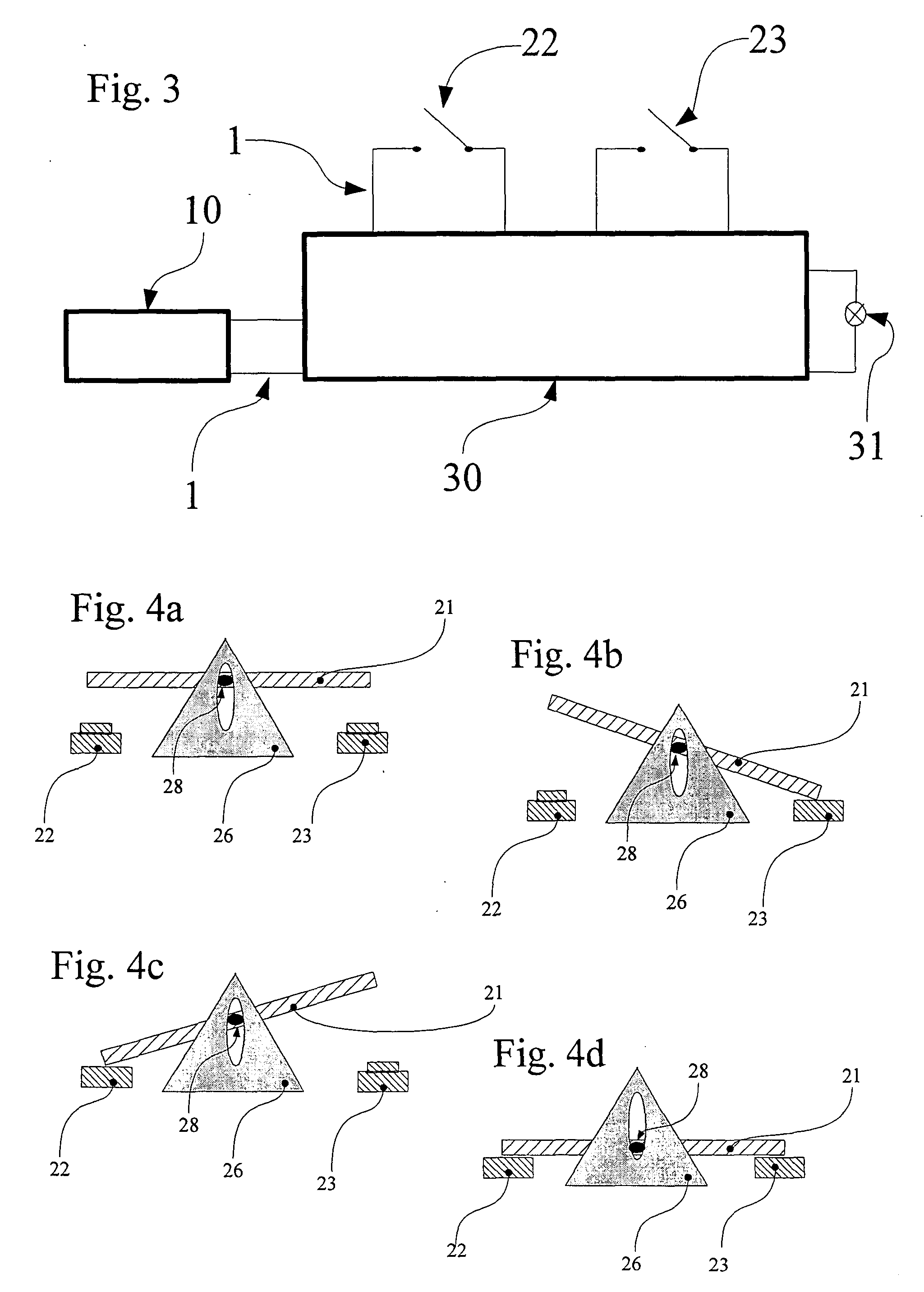 Four-position rocker switch for electrosurgical handpiece