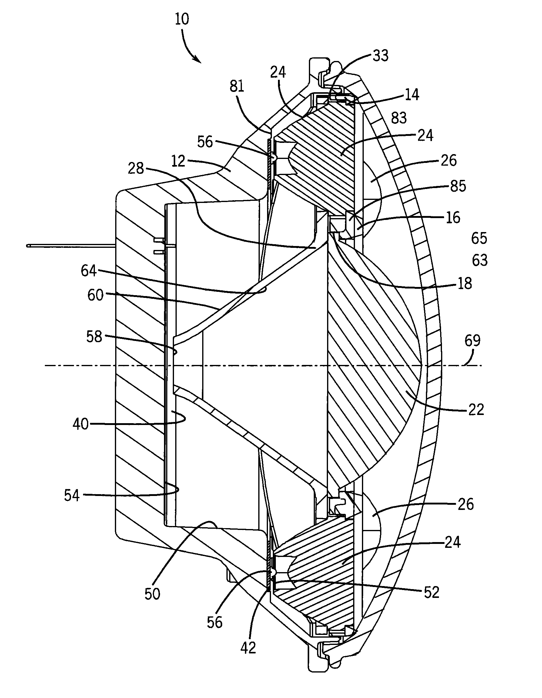 Locomotive LED/optics headlight assembly