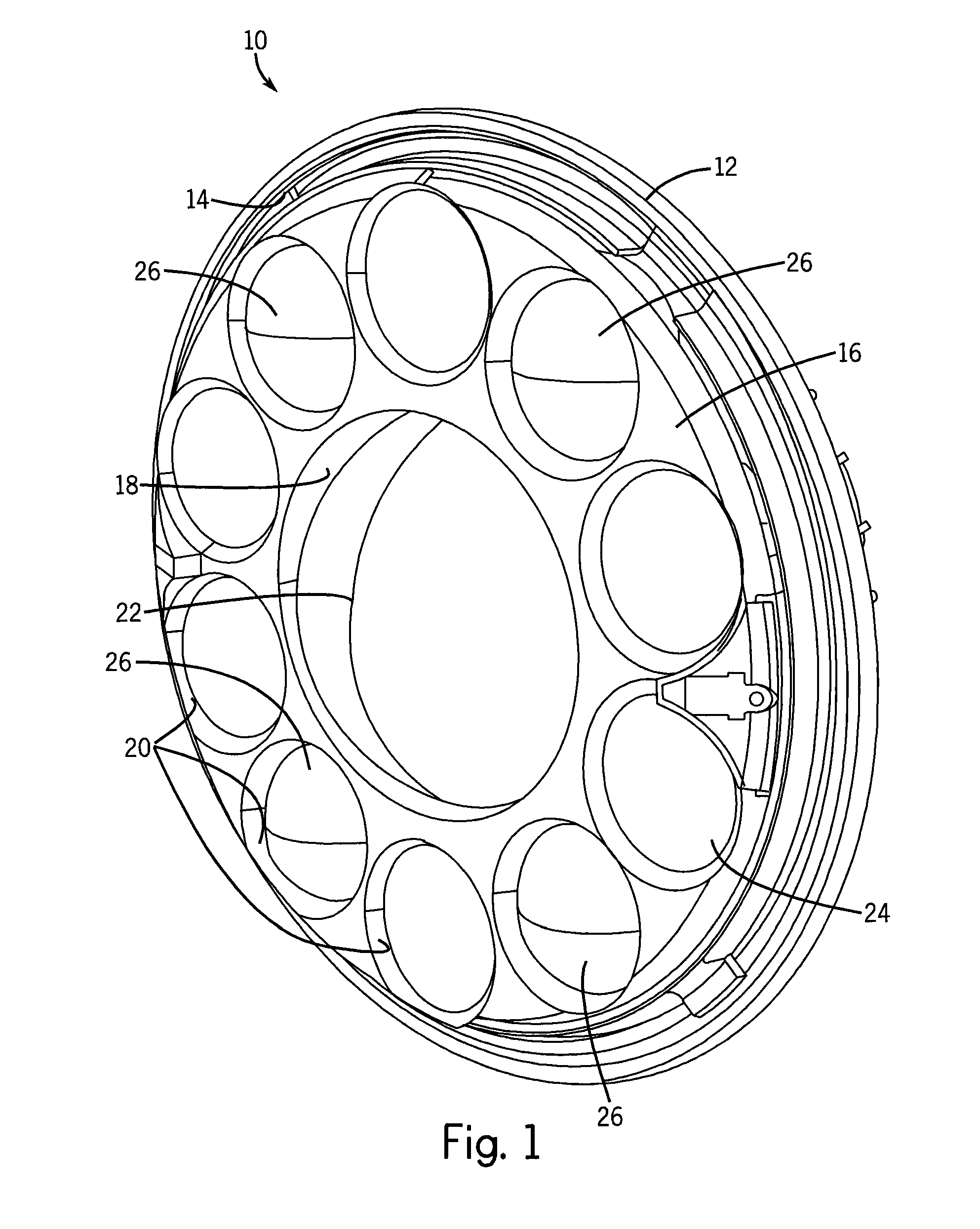 Locomotive LED/optics headlight assembly