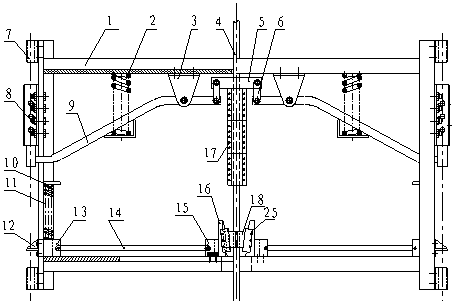 Fall-preventing brake sliding carriage and fall-preventing brake method for hoist bucket of vertical shaft