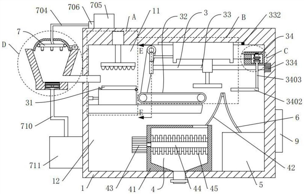 Waste dust-free recovery device for building energy conservation and environmental protection