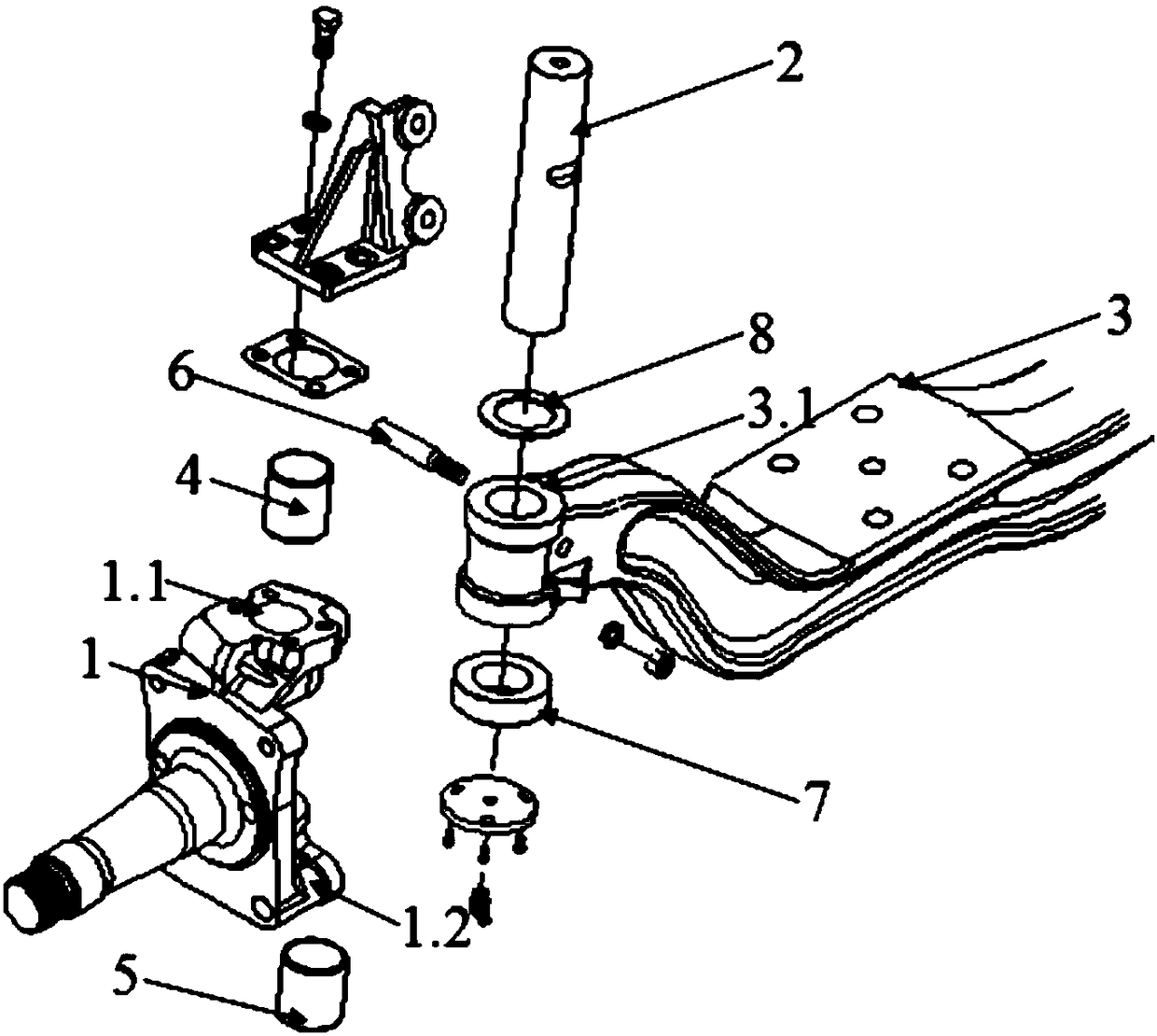 Automobile front axle steering knuckle and front axle connecting mechanism