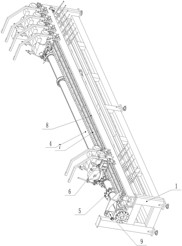 Feeding device of multi-head sawing machine for pipe