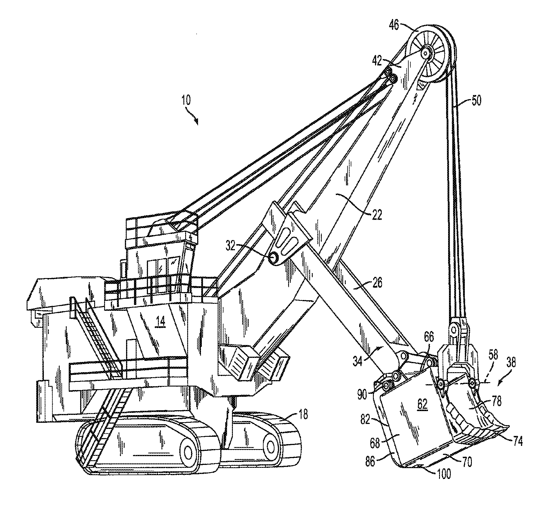 Dipper door latch with locking mechanism