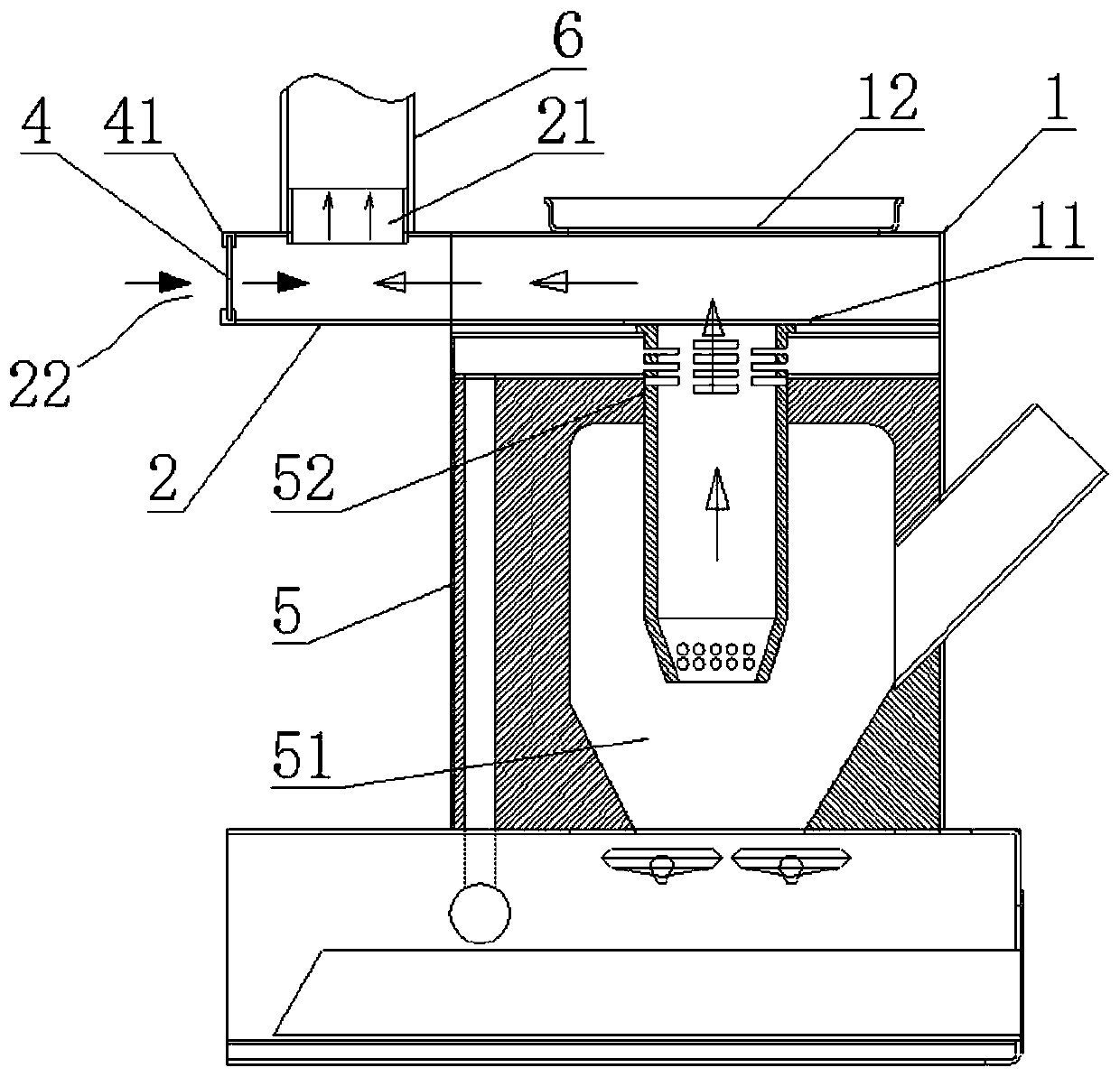 Controllable flue gas discharge structure and stove