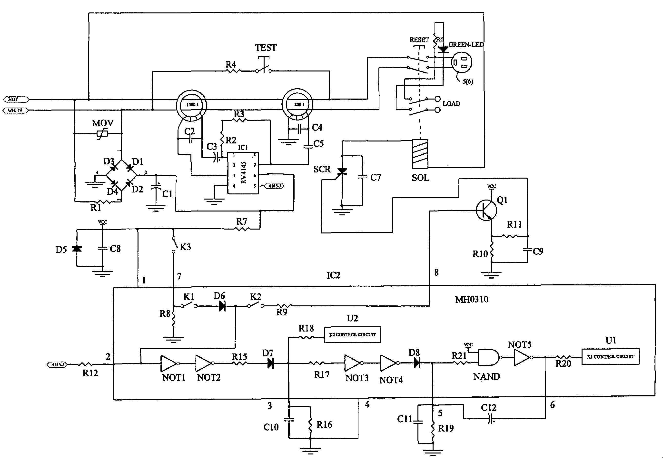 Receptacle circuit interrupting devices providing an end of life test controlled by test button