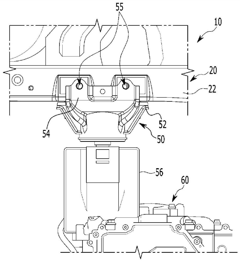 Mounting structure for power module and vehicle body provided with same