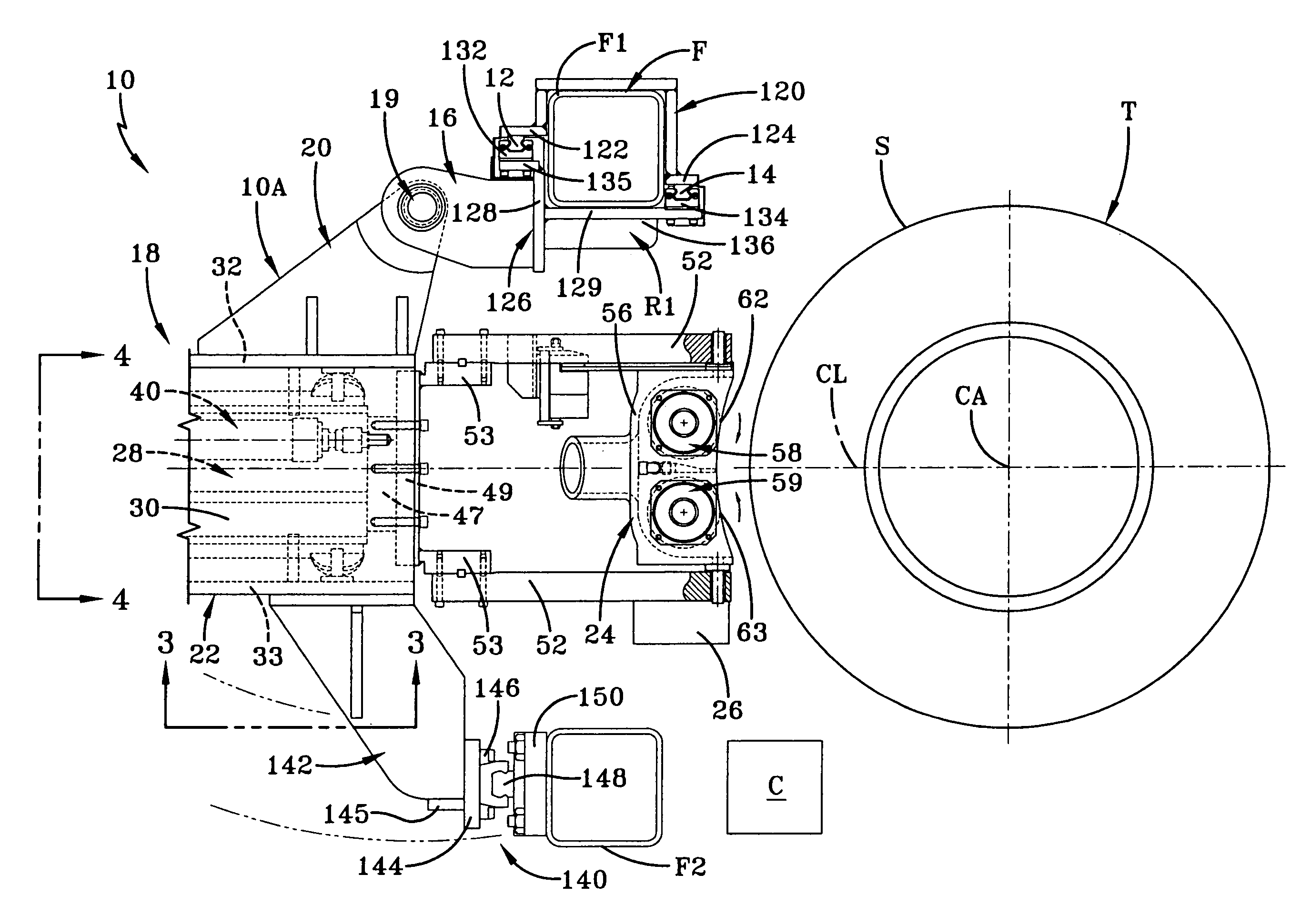 Tire uniformity machine grinding assembly