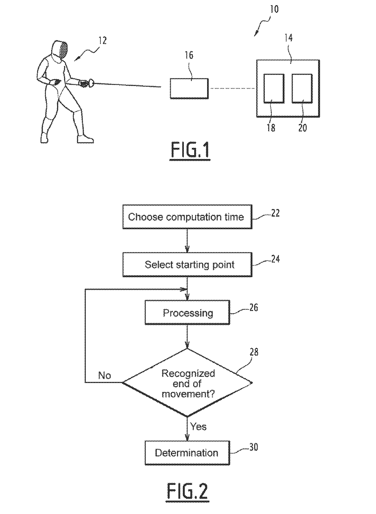 Method of identifying a movement by quantified recursive bayesian filtering