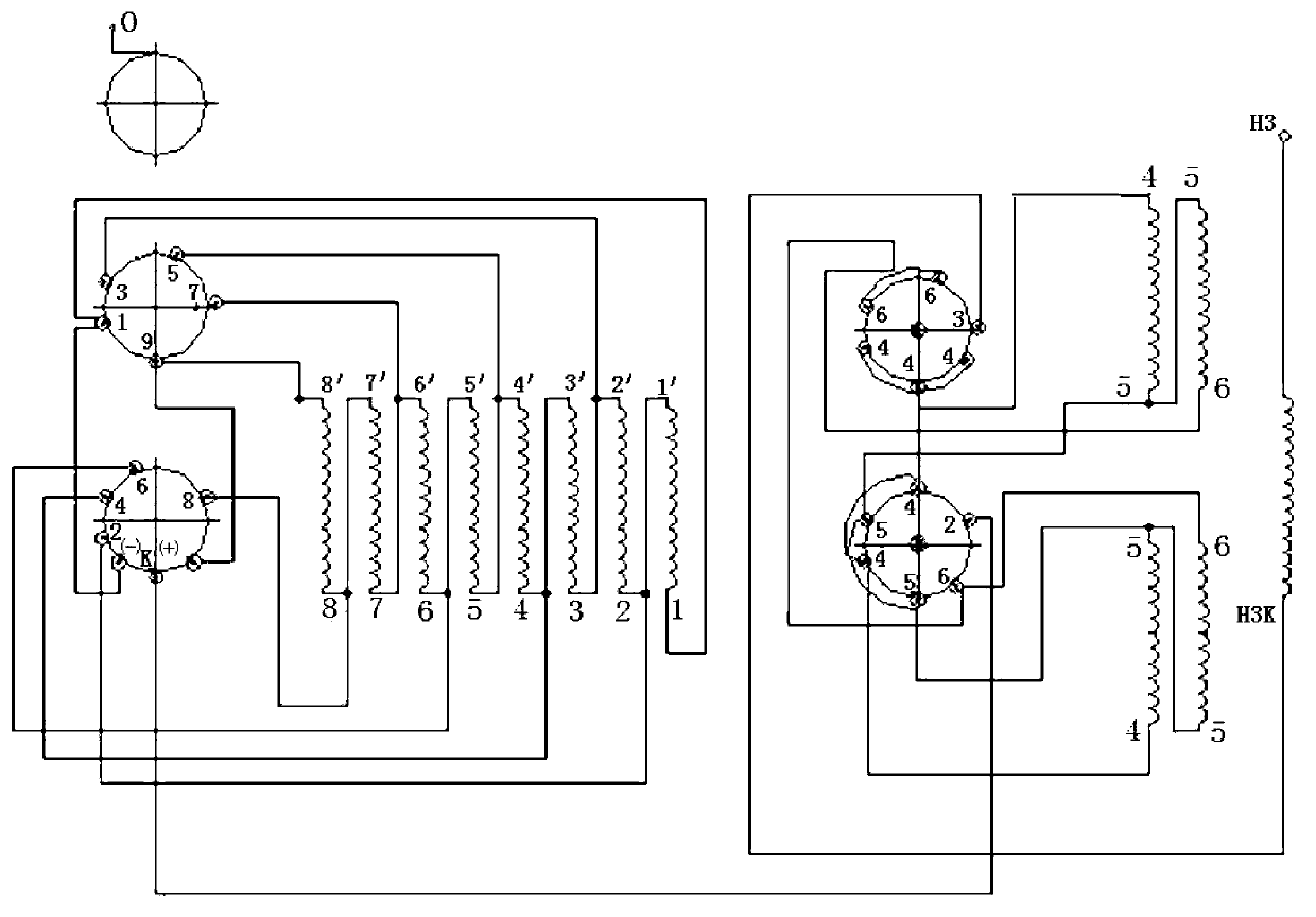 Transformer regulating winding arrangement structure and winding method