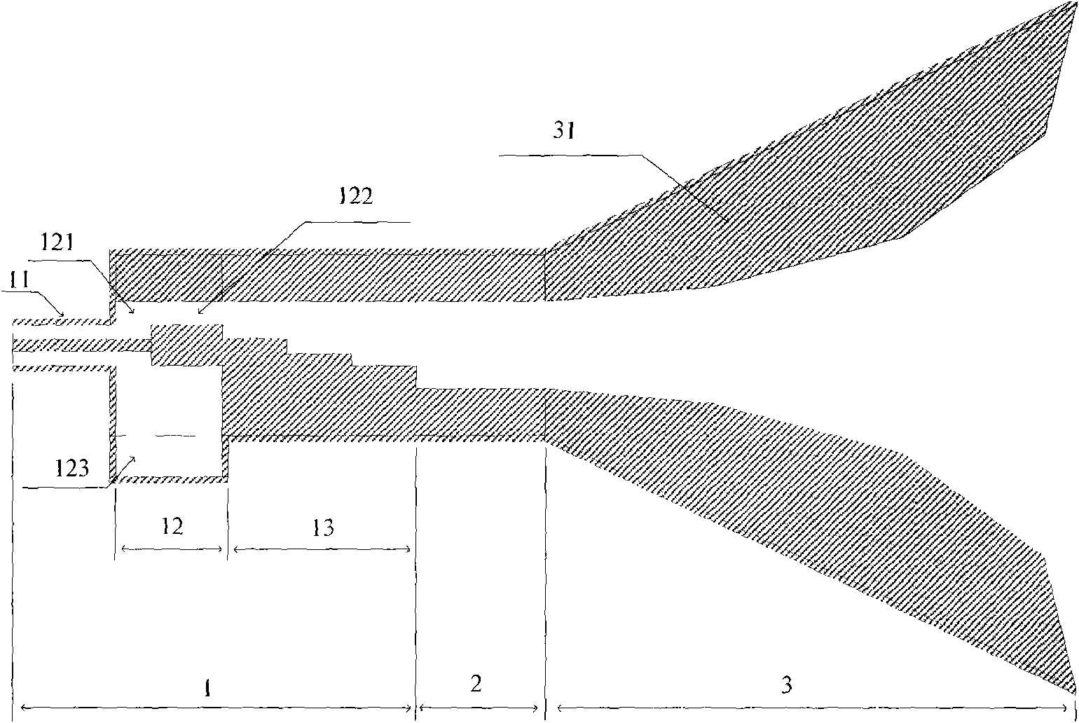 Back-fed millimeter wave broadband double ridged horn antenna