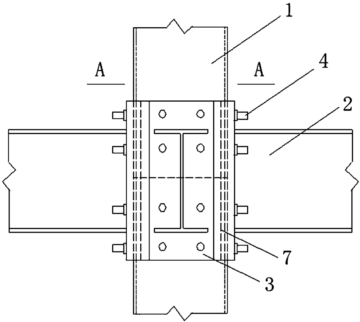 Core area strengthening type circular concrete-filled steel tube column and steel beam connecting joint structure and construction method