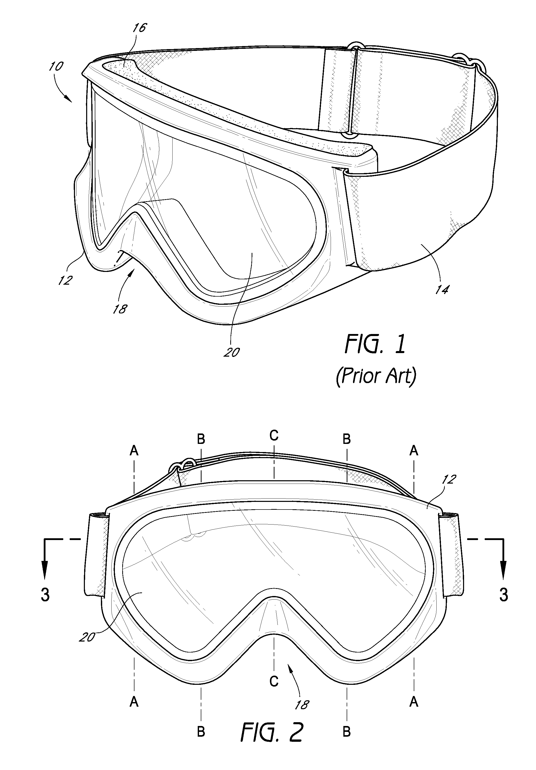 Controlled deflection goggle