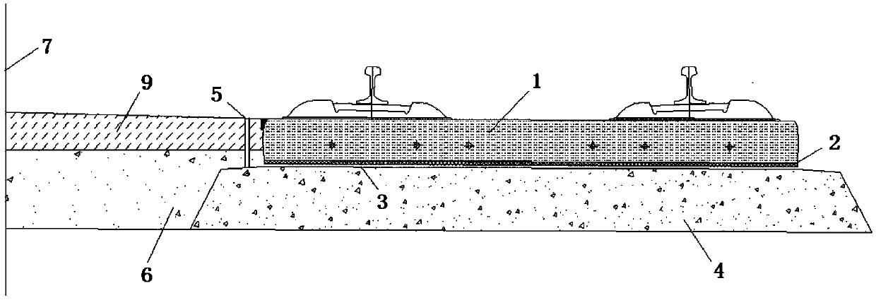 A non-excavation ballastless track mortar layer separation seam sealing method