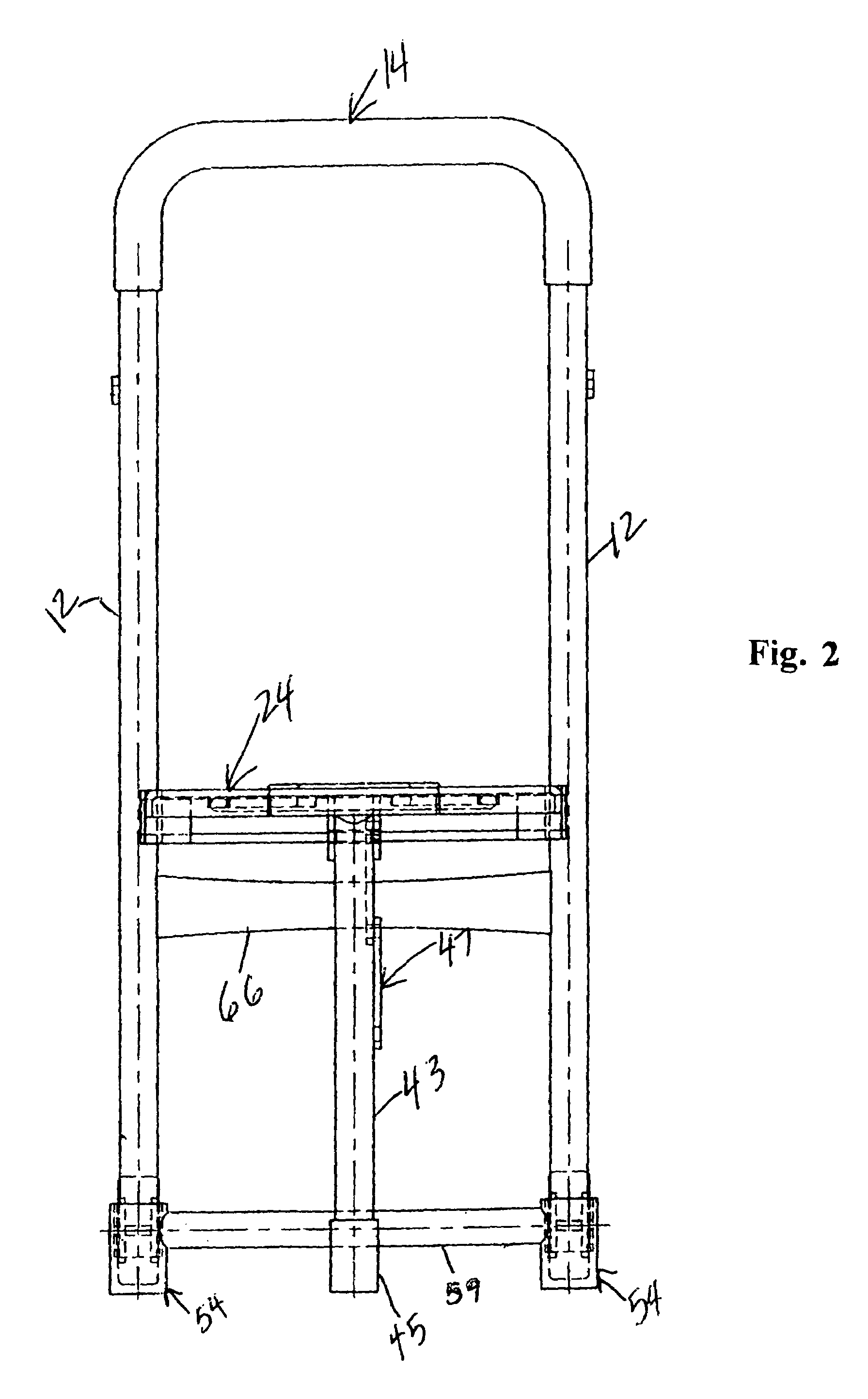 Portable wheeled dolly for carrying receptacle of articles and collapsible chair